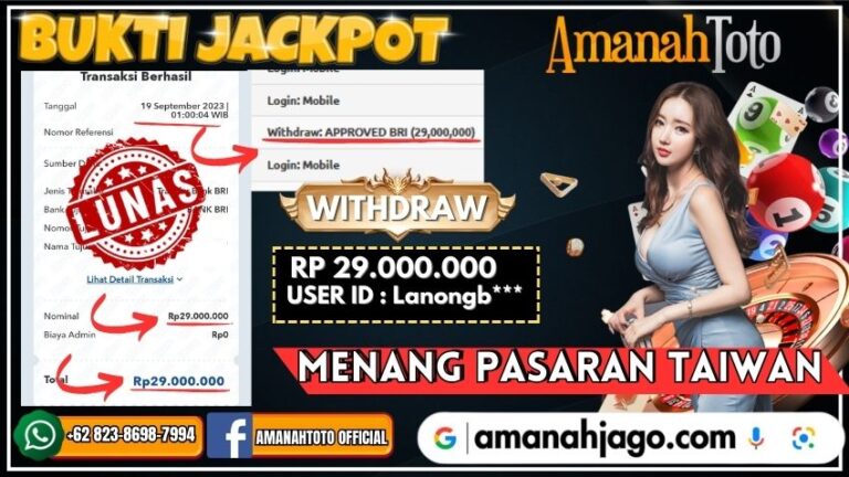 AMANAHTOTO BUKTI JACKPOT LUNAS PERMAINAN TOGEL ONLINE Rp 29.000.000